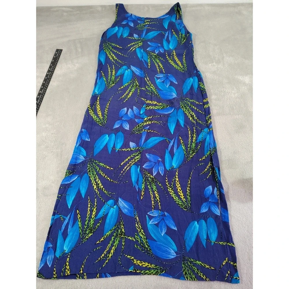 Worthington Maxi Dress Ladies 8P Petite Blue Floral‎ Island Vacation Light